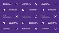 logo repeated on purple background